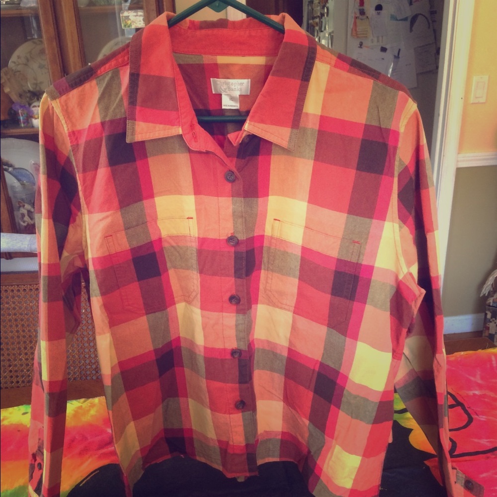 Christopher & banks plaid button up long sleeve